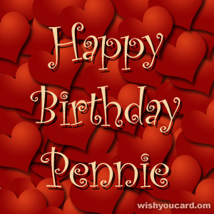 happy birthday Pennie hearts card