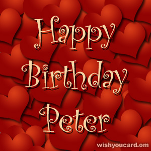 happy birthday Peter hearts card