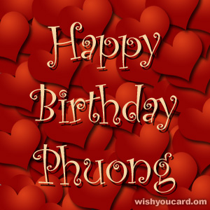 happy birthday Phuong hearts card