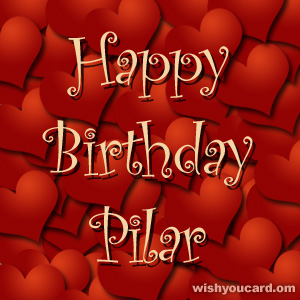happy birthday Pilar hearts card