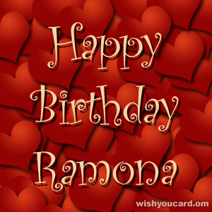 happy birthday Ramona hearts card