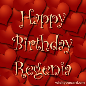 happy birthday Regenia hearts card