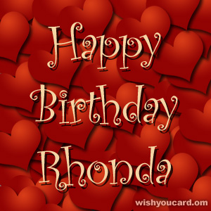happy birthday Rhonda hearts card