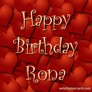 happy birthday Rona hearts card