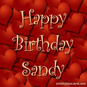 happy birthday Sandy hearts card