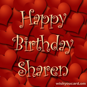 happy birthday Sharen hearts card