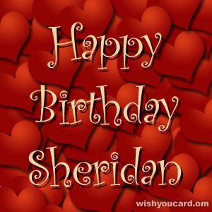 happy birthday Sheridan hearts card