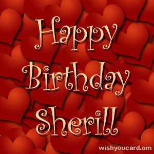 happy birthday Sherill hearts card