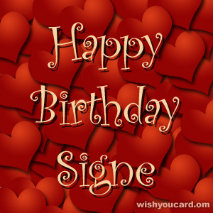 happy birthday Signe hearts card