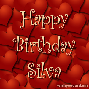 happy birthday Silva hearts card