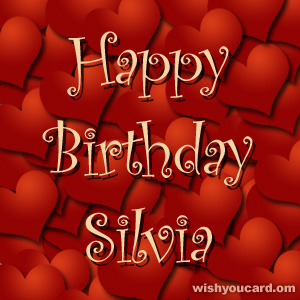 happy birthday Silvia hearts card