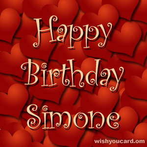 happy birthday Simone hearts card