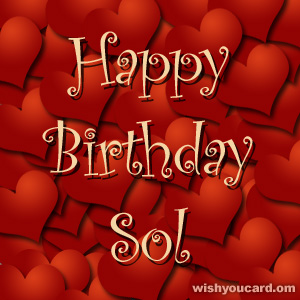 happy birthday Sol hearts card