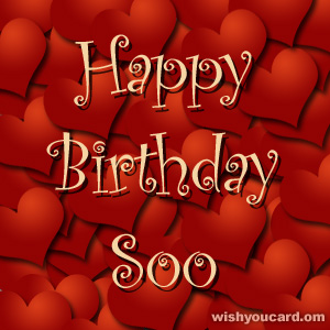 happy birthday Soo hearts card