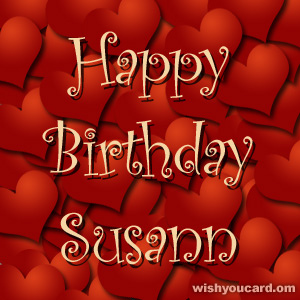happy birthday Susann hearts card