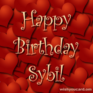 happy birthday Sybil hearts card