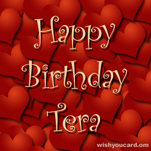 happy birthday Tera hearts card