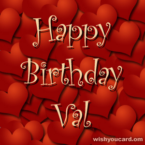 happy birthday Val hearts card