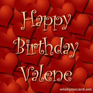 happy birthday Valene hearts card