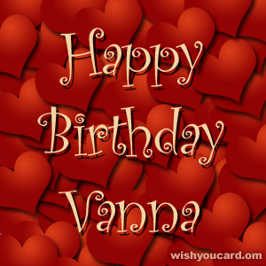 happy birthday Vanna hearts card