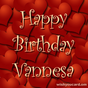 happy birthday Vannesa hearts card
