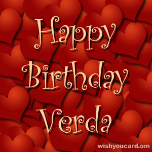 happy birthday Verda hearts card