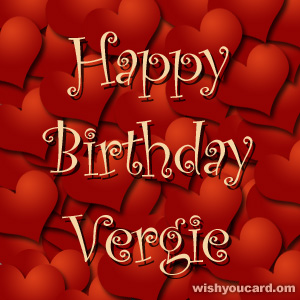 happy birthday Vergie hearts card