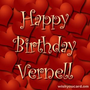 happy birthday Vernell hearts card