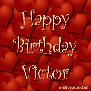 happy birthday Victor hearts card