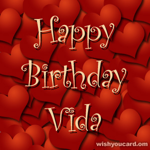 happy birthday Vida hearts card