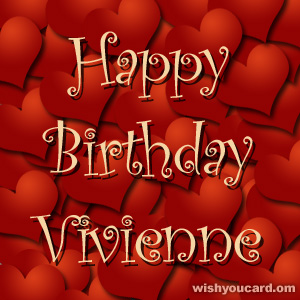 happy birthday Vivienne hearts card
