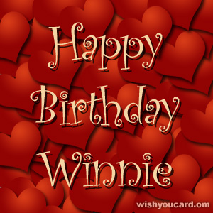 happy birthday Winnie hearts card