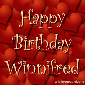 happy birthday Winnifred hearts card