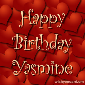 happy birthday Yasmine hearts card