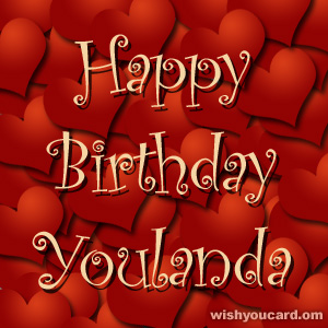 happy birthday Youlanda hearts card