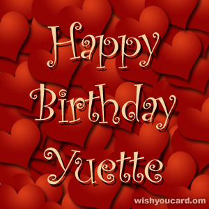 happy birthday Yuette hearts card