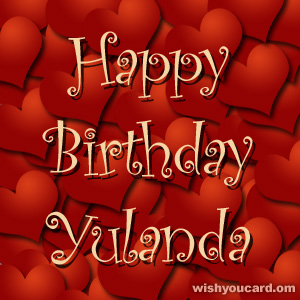 happy birthday Yulanda hearts card