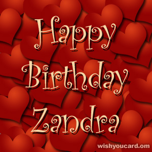 happy birthday Zandra hearts card