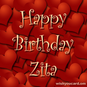 happy birthday Zita hearts card