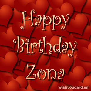 happy birthday Zona hearts card