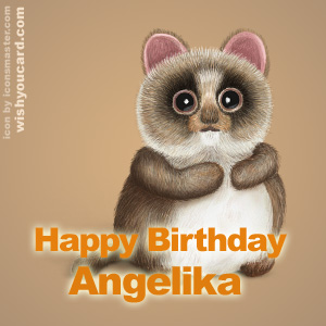 happy birthday Angelika racoon card