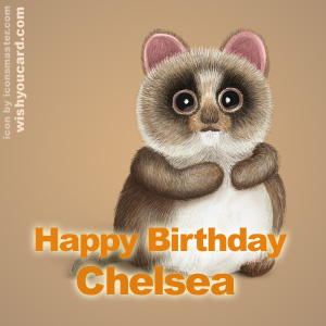 happy birthday Chelsea racoon card