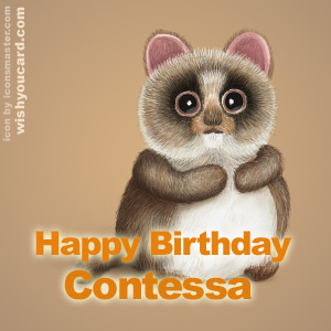 happy birthday Contessa racoon card