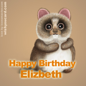 happy birthday Elizbeth racoon card