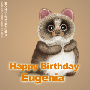 happy birthday Eugenia racoon card