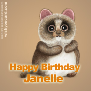happy birthday Janelle racoon card