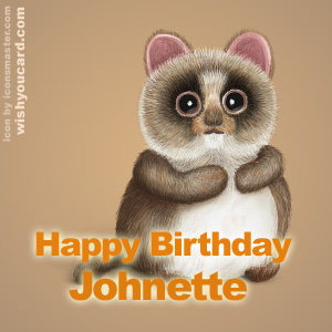 happy birthday Johnette racoon card