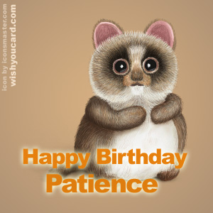 happy birthday Patience racoon card