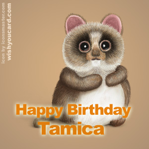 happy birthday Tamica racoon card