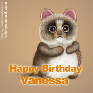 happy birthday Vanessa racoon card